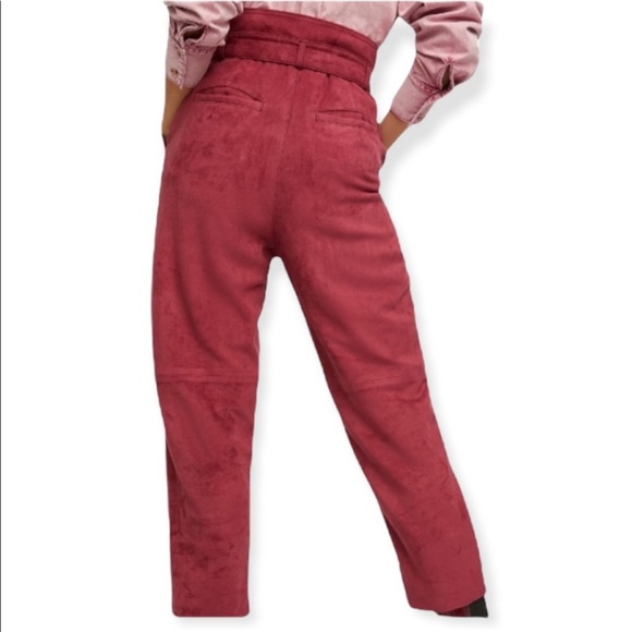 NWT Free People Nightfall Vegan Suede Pomegranate Waist Tye Pants Size 14 - Picture 3 of 16
